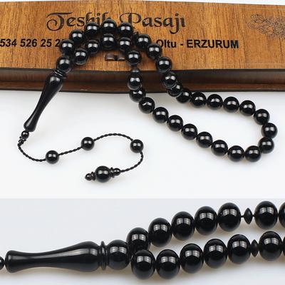 Orta Boy Kumpaslı Sistemli Küre Kesim Orijinal Oltu Taşı Tesbih