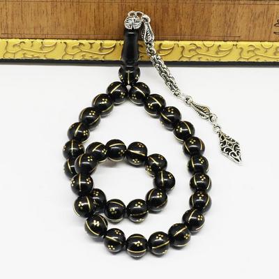 Sarı Karpuz Dilim Arası İşlemeli Gürcistan Oltusu Tesbih