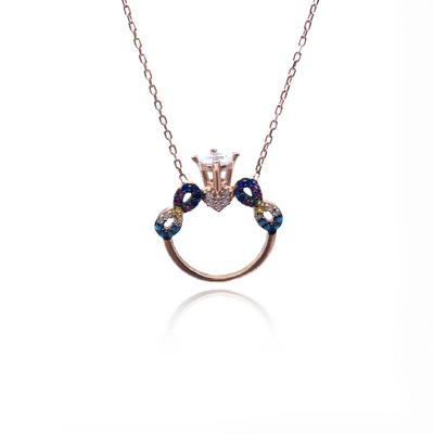 Tek Taş Rose Gümüş Kolye