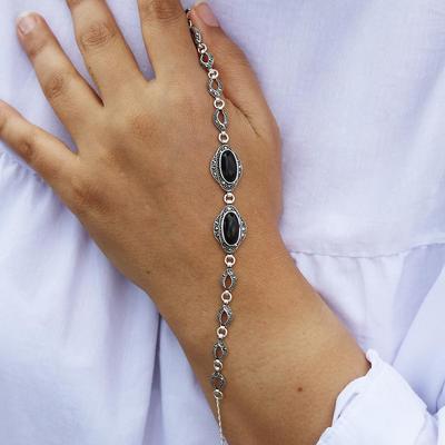 Uzun Taşlı Gümüş Ve Orijinal Oltu Taşı Bileklik