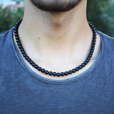 Yetişkin Küre Taneli Orijinal Oltu Taşı Kolye