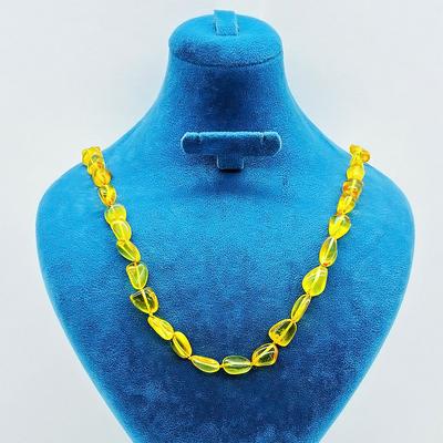 Açık Sarı Renkte Sertifikalı Yetişkin Damla Kehribar Kolye