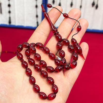 Bayrak Kırmızısı Sıkma Ateş Kehribar Tesbih 