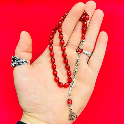 Bayrak Kırmızısı Mini Sıkma Ateş Kehribar Tesbih