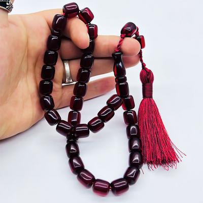 Büyük Boy Eskitme Ateş Sıkma Kehribar Tesbih