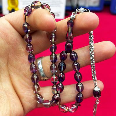 Çiçek Desenli Ateş Kehribar Tesbih