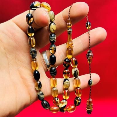 Çift Renkli Sıkma Ateş Kehribar Tesbih