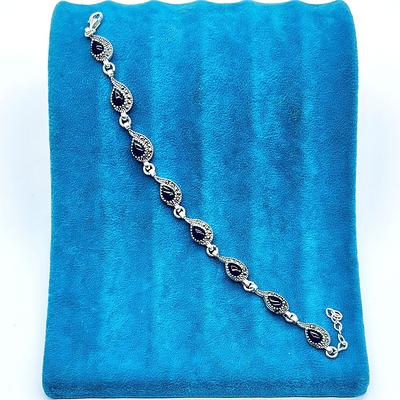 Damla Model Margazit ve Oltu Taşı İşçilikli 925 Ayar Gümüş Bileklik