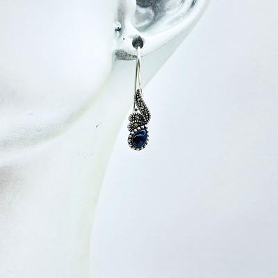 Damla Model Oltu Taşı İşçilikli 925 Ayar Gümüş Küpe