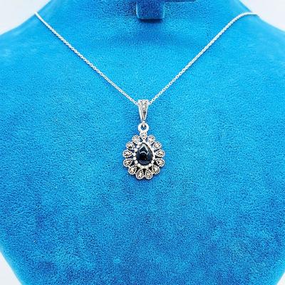 Damla Model Oltu Taşı Tasarım 925 Ayar Gümüş Kolye