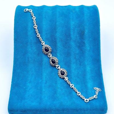 Damla Model Oltu Taşı Tasarım 925 Ayar Gümüş Bileklik