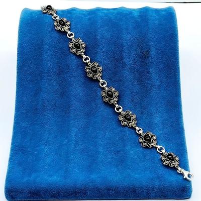 Damla Model Zirkon Oltu Taşı İşçilikli 925 Ayar Gümüş Bileklik