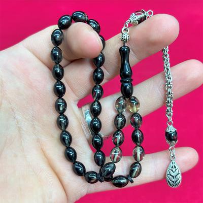 Duman Rengi Sıkma Ateş Kehribar Tesbih