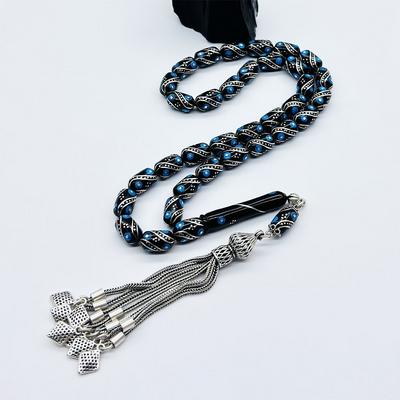 Firuze ve Çeşmi Bülbül İşlemeli Erzurum Oltu Taşı Tesbih