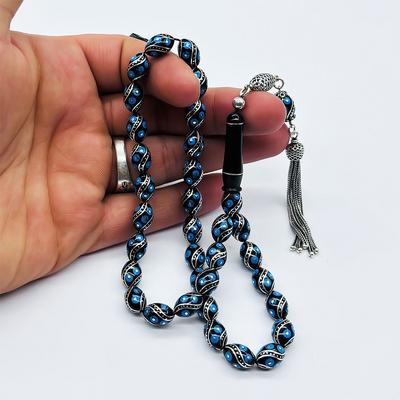 Firuze ve Çeşmi Bülbül İşlemeli Erzurum Oltu Taşı Tesbih