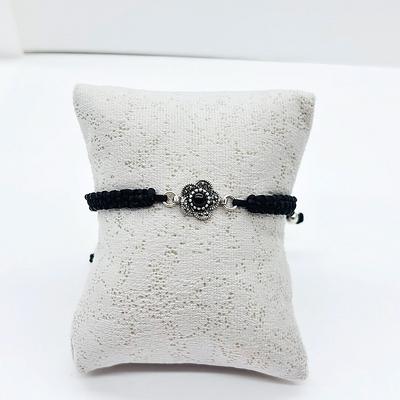 Gül Model Zirkon ve Oltu Taşı İşçilikli 925 Ayar Gümüş Bileklik