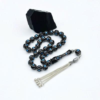 Gümüş İşlemeli Erzurum Oltu Taşı Tesbih