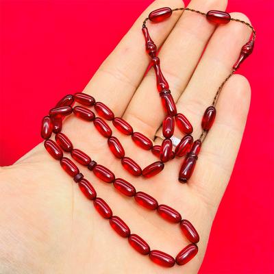 İnce Kırmızı Sıkma Ateş Kehribar Tesbih