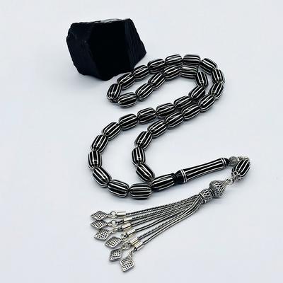 Kapsül Kesim Karpuz Dilimi İşlemeli Erzurum Oltu Taşı Tesbih