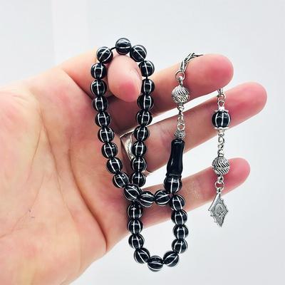 Karpuz Dilimi İşlemeli Gürcistan Oltu Taşı Tesbih