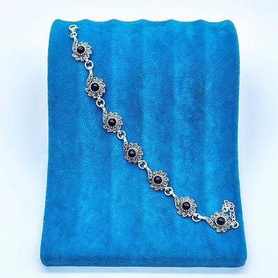 Margazit ve Oltu Taşı İşçilikli 925 Ayar Gümüş Bileklik