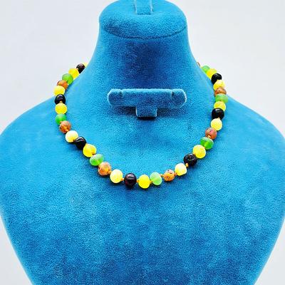 Mat Renkli Orijinal Damla Kehribar Bebek Kolye