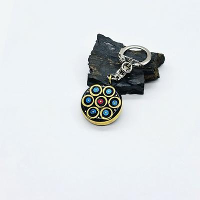 Mavi Firuze Usta İşçilikli Orijinal Oltu Taşı Anahtarlık