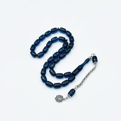 Mavi Renkte Sıkma Ateş Kehribar Tesbih