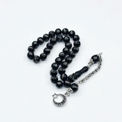 Misket Kesim Gümüş İşlemeli Gürcistan Oltu Taşı Tesbih