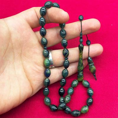 Muhteşem Renk Hareli Sıkma Ateş Kehribar Tesbih