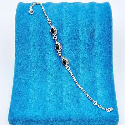 Müzik Notası Model Oltu Taşı 925 Ayar Gümüş Bileklik