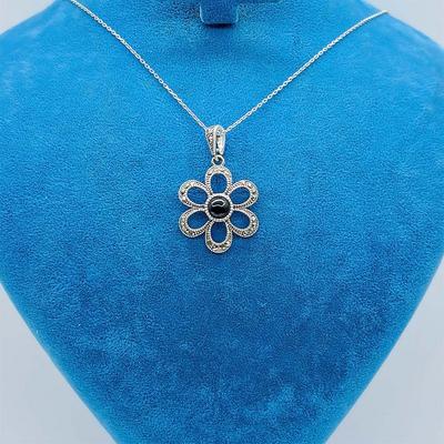 Oltu Taşı Tasarım İşçilikli 925 Ayar Gümüş Kolye