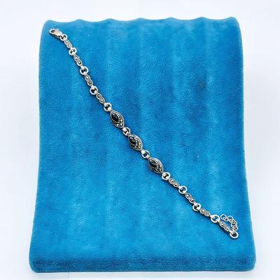 Oltu Taşı Tasarım İşçilikli 925 Ayar Gümüş Bileklik