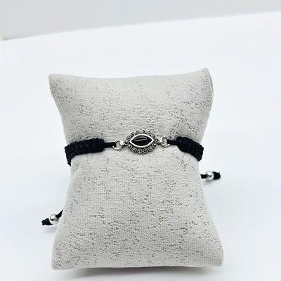 Örgü İpli Zirkon ve Oltu Taşı İşçilikli 925 Ayar Gümüş Bileklik