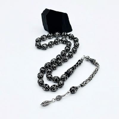 Özel Motif İşlemeli Erzurum Oltu Taşı Tesbih