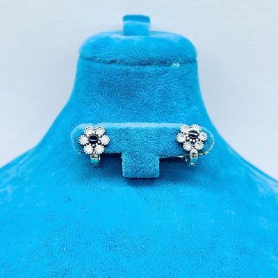 Papatya Model Zirkon ve Oltu Taşı Tasarım 925 Ayar Gümüş Küpe