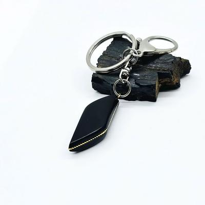 Pirinç İşçilikli Sertifikalı Oltu Taşı Anahtarlık