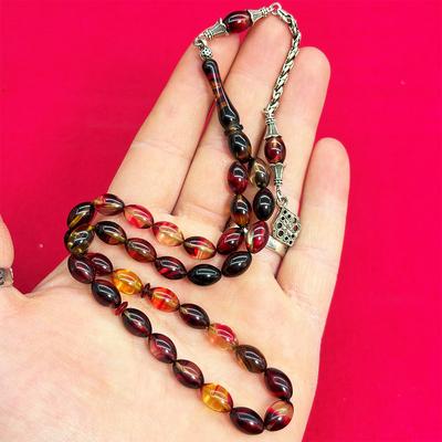 Renk Hareli Sıkma Ateş Kehribar Tesbih 