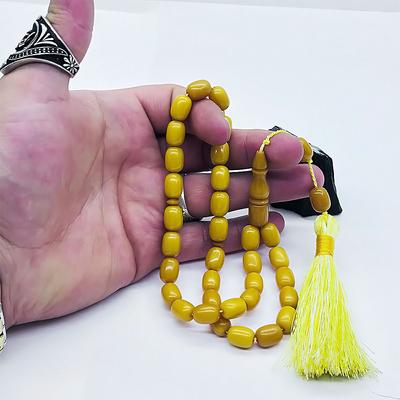 Sarı Renkte Kanayan Bağa Sıkma Ateş Kehribar Tesbih