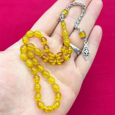 Sarı Tonda Ateş Kehribar Tesbih