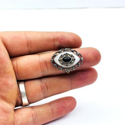 Sedef Oltu Taşı İşçilikli 925 Ayar Gümüş Yüzük