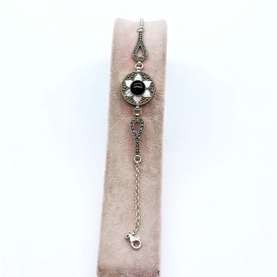 Sedef ve Oltu Taşı İşçilikli 925 Ayar Gümüş Bileklik