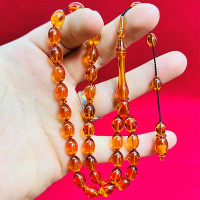 Şeffaf Renk Sıkma Ateş Kehribar Tesbih 