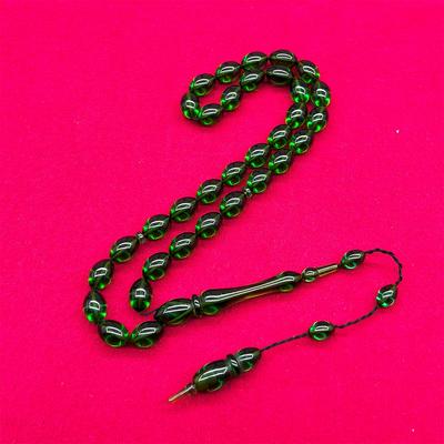 Su Yeşili Usta İşi Sıkma Ateş Kehribar Tesbih