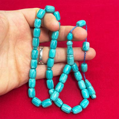 Turkuaz Kanayan Bağa Sıkma Kehribar Tesbih