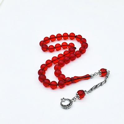 Turuncu Renkte Misket Kesim Sıkma Ateş Kehribar Tesbih