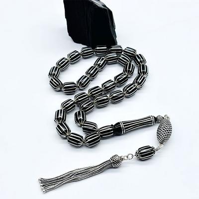 Uçlu Kapsül Karpuz Dilimi İşlemeli Erzurum Oltu Taşı Tesbih