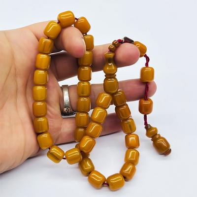 Usta İmzalı Çıra Hare Model Eskitme Sıkma Kehribar Tesbih