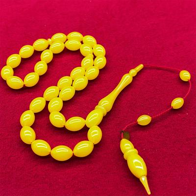 Usta İşçilikli Limon Sarısı Ateş Kehribar Tesbih