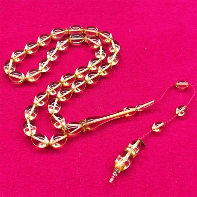 Usta İşçilikli Şeffaf Ateş Kehribar Tesbih